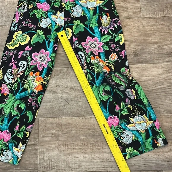 Vintage Staples Slacks Pants Black Vibrant Floral Print Size 6 - Picture 9 of 12